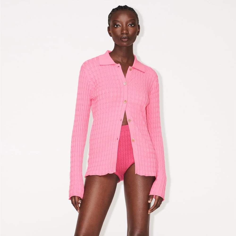 Zara Pink Cable Knit Shirt